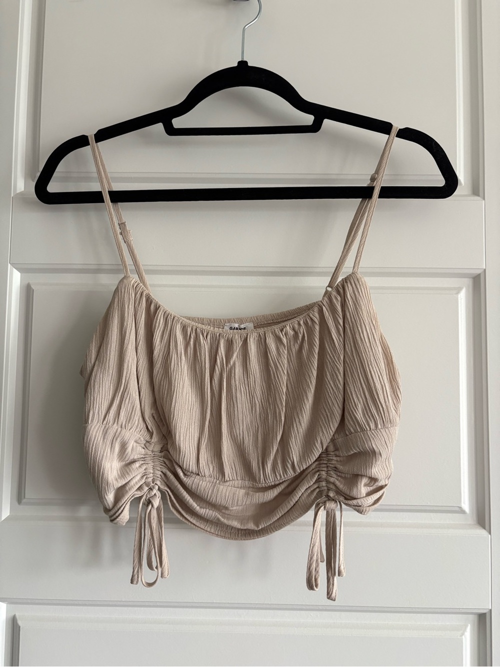 Garage Beige Ruched Crop Cami Top (L)